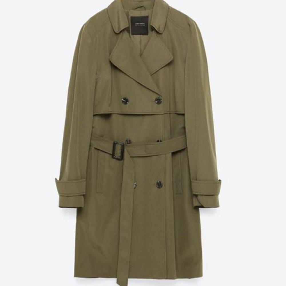 Sold - Zara DOUBLE-BREASTED BUTTONED TRENCH COAT - Picture 4 of 8